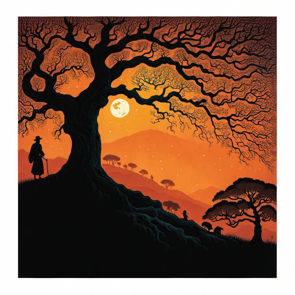 Ancient Tree Silhouette Animation