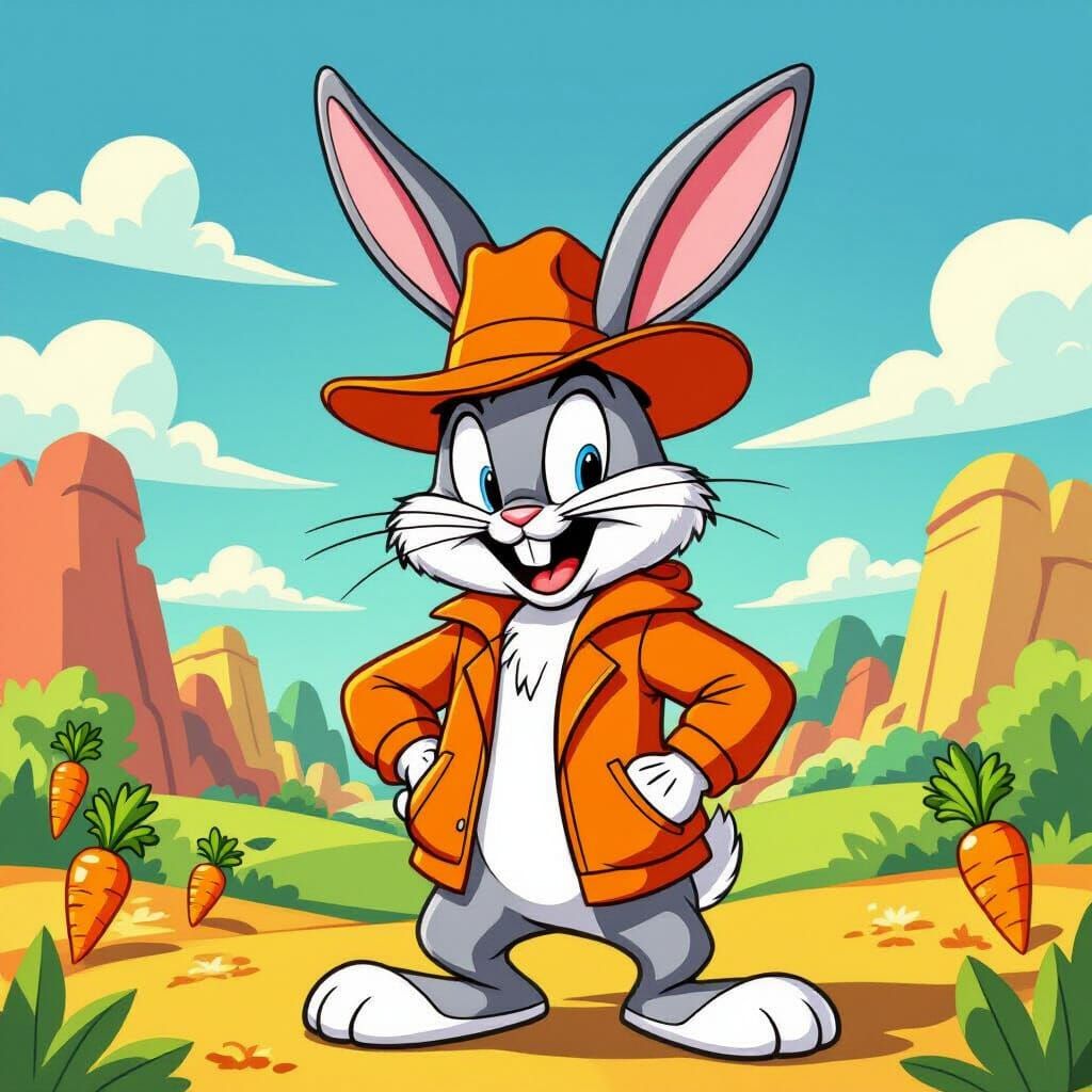Bugs Bunny Cartoon in Classic Animation Style