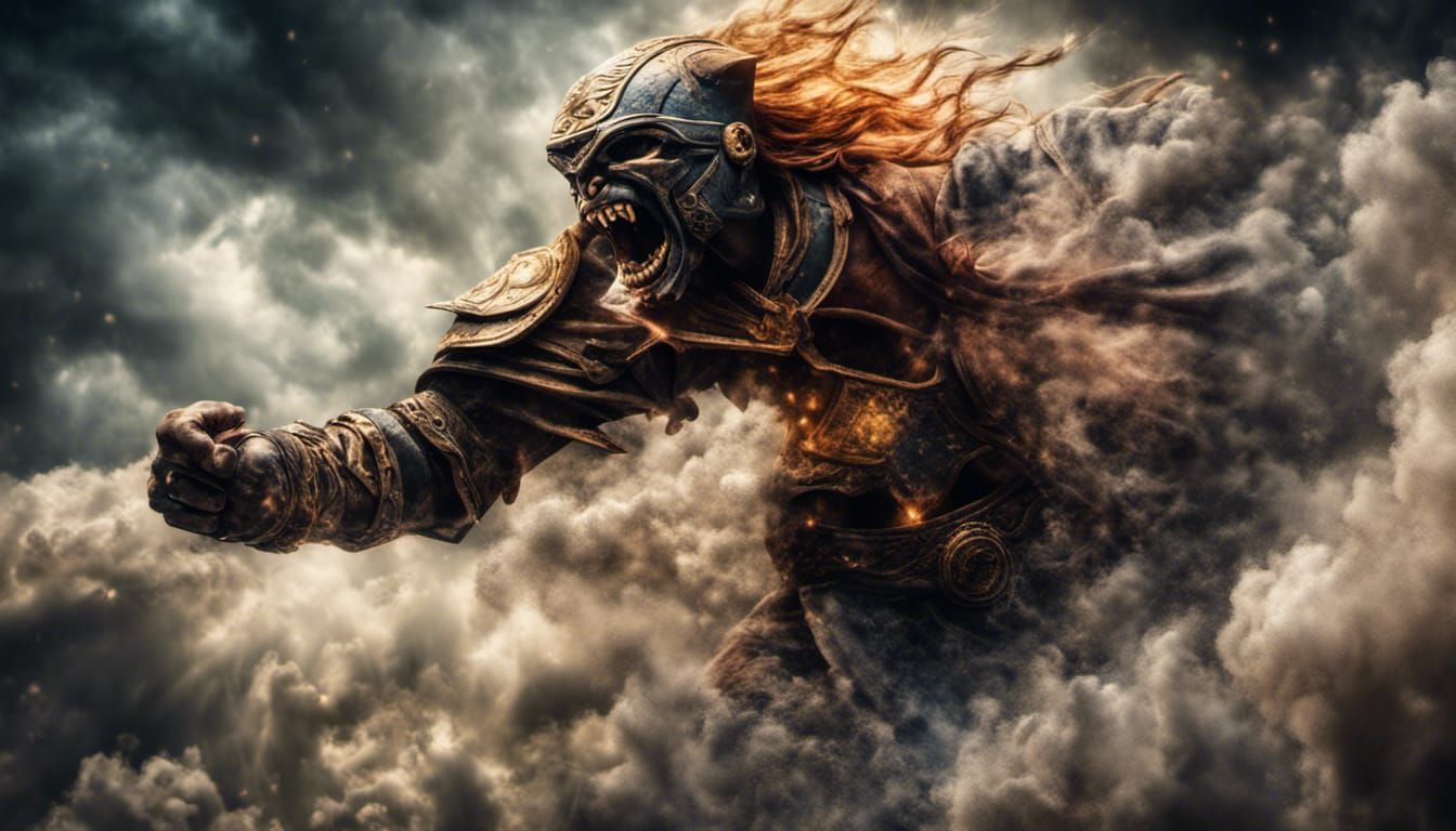 Spirit warrior appearing from the heavens.