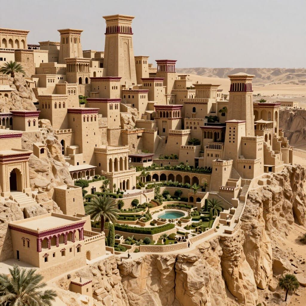 Fantastical Babylonian City Carved into Desert Cliff