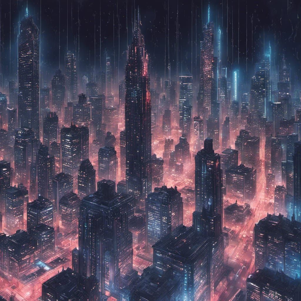 Futuristic Gothic Prince in Cyberpunk Cityscape