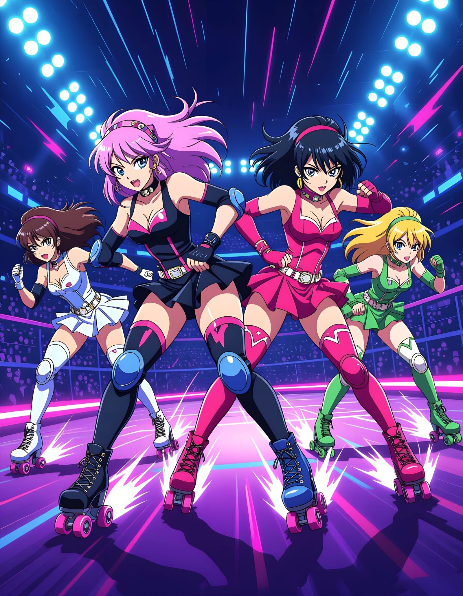 Futuristic Roller Derby in Manga Style