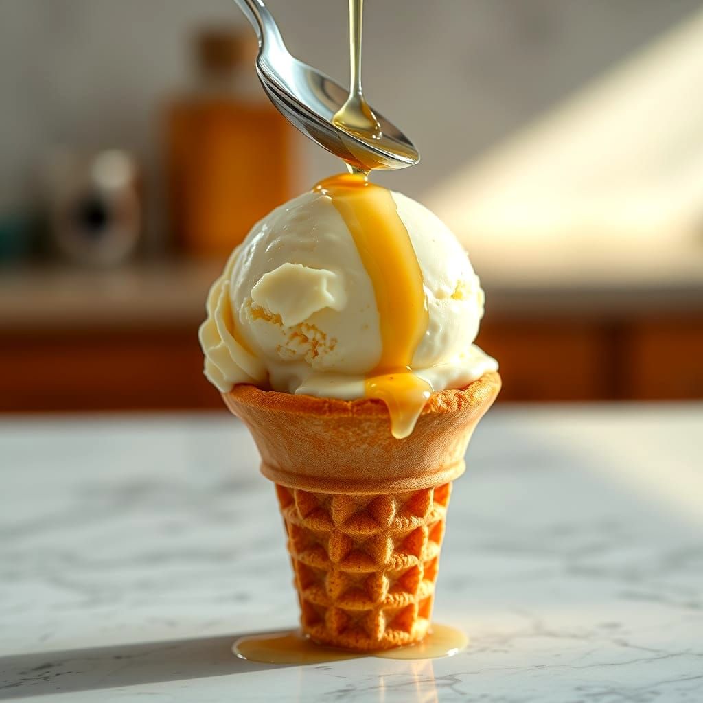 A spoonful of honey helps the ice cream look even more delic...