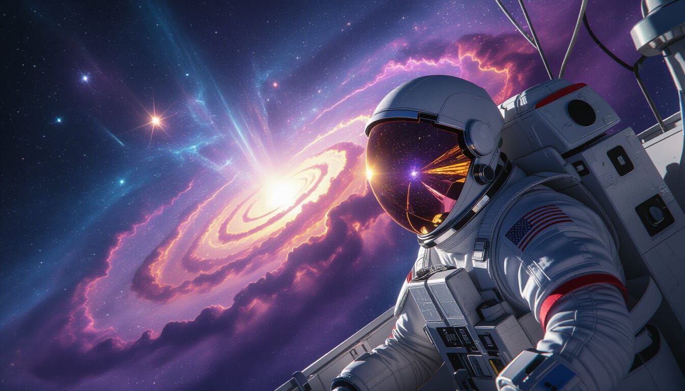 Astronaut Drifting Through Nebula in Cinematic Style