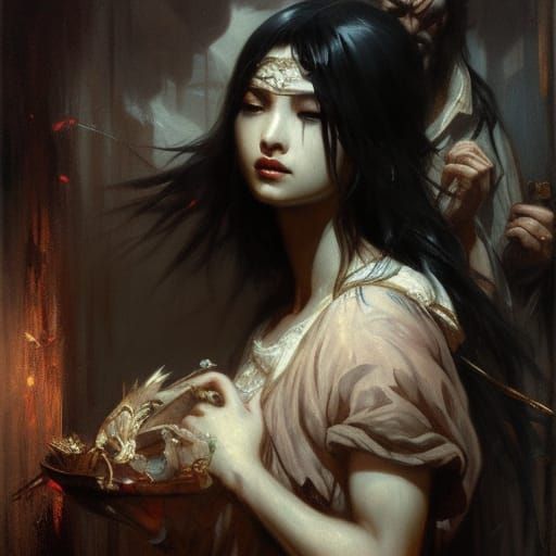 Woman Portrait in Sin City Style, 8K Resolution