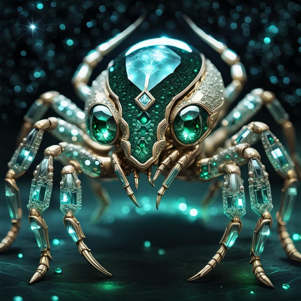Crystal Scorpion in Bioluminescent Japanese Art Style