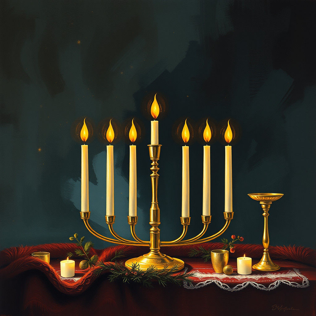 Festive Chanukah Celebration with Traditional Symbols