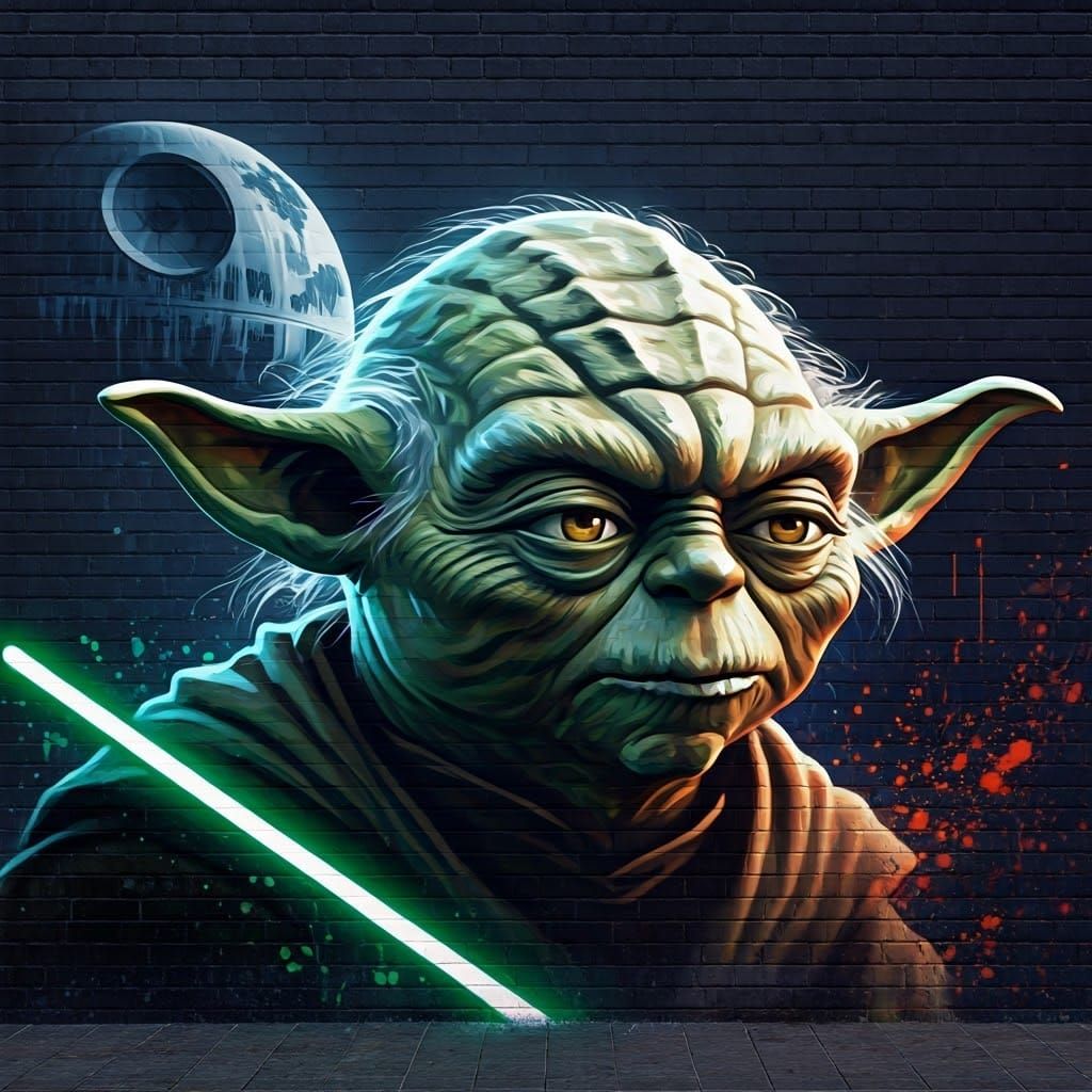 Yoda vs Darth Vader Graffiti Art