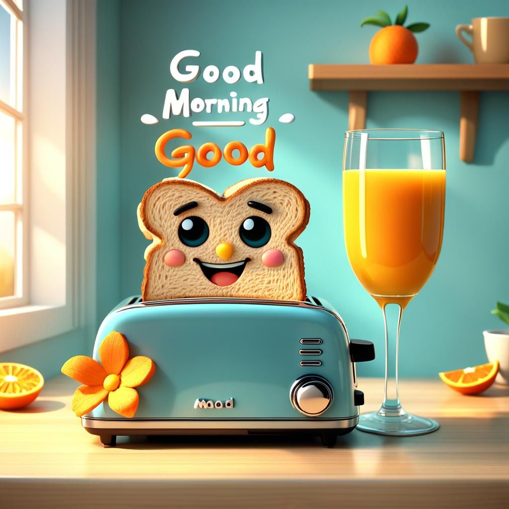 ' Good morning' ... a cartoon toast