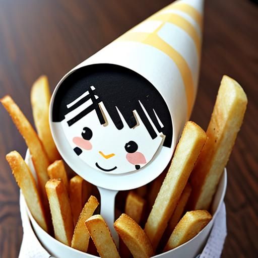 Teenager Offers French Fries with Tartar Sauce