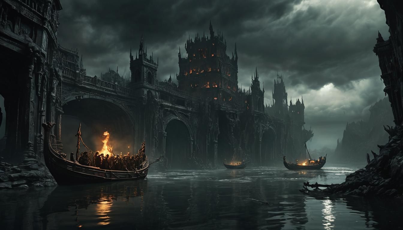 Charon's Ferry: Underworld Crossing in Biomechanical Style