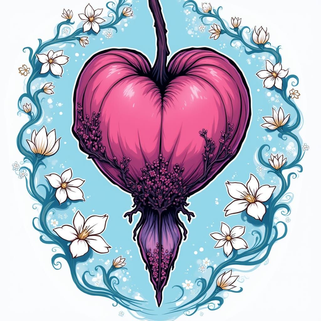Bleeding Heart Flower in Shojo Manga Style
