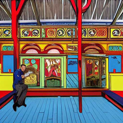 Alphonse Mucha Inspired Scene of Modern London