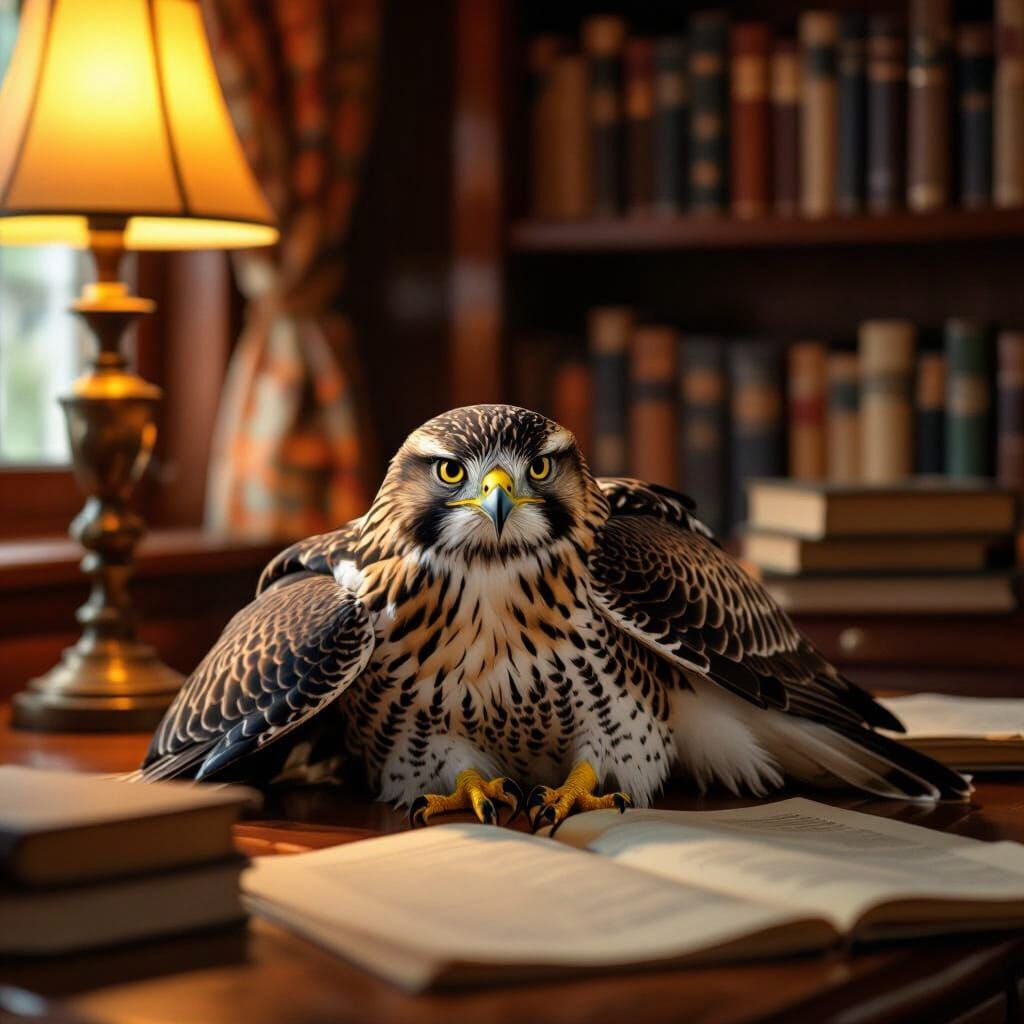 Realistic Hawk Sleeps on Study Table in Bangladeshi Home
