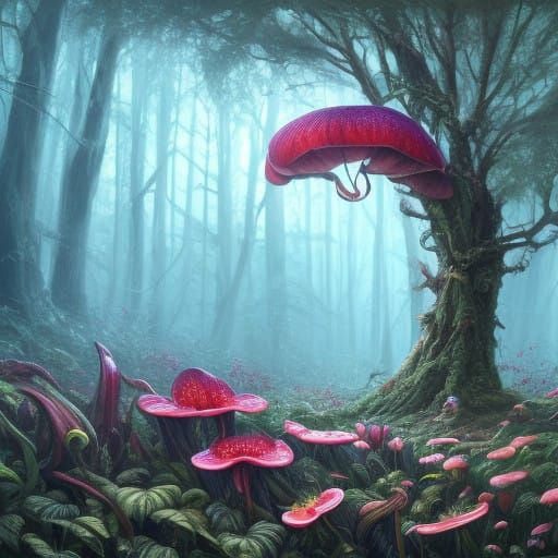 Ethereal Rafflesia Arnoldi in Mystical Primeval Realm