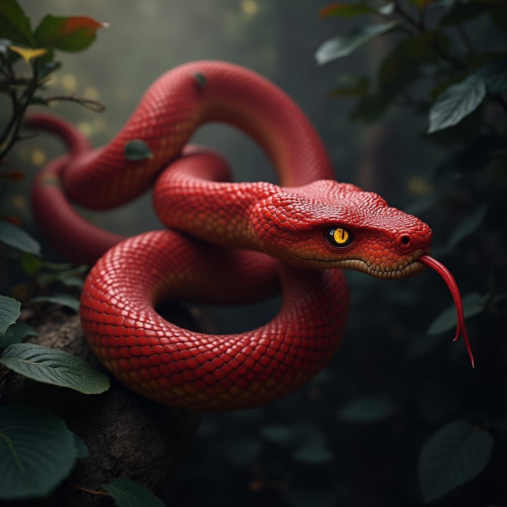 Striking Crimson Viper in Detailed Matte Painting