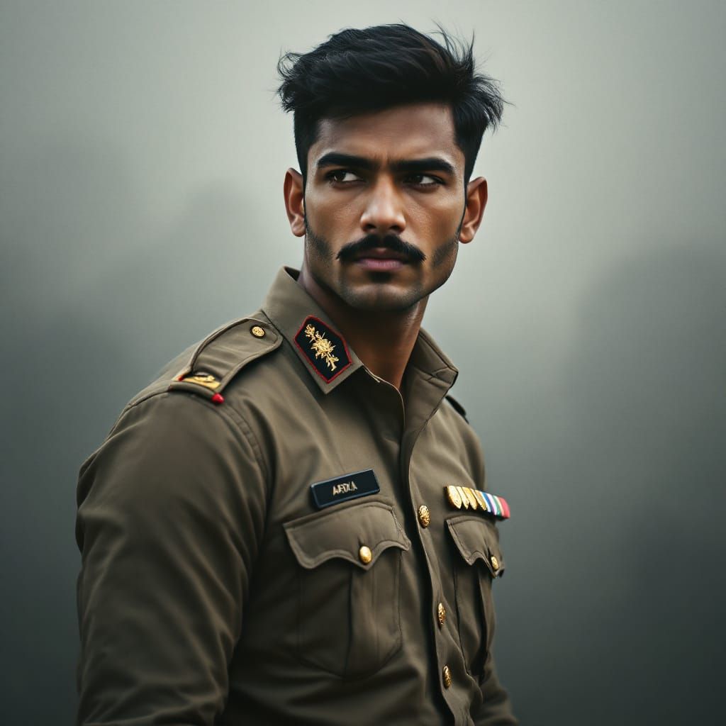 Indian Army Officer in Cinematic Style
