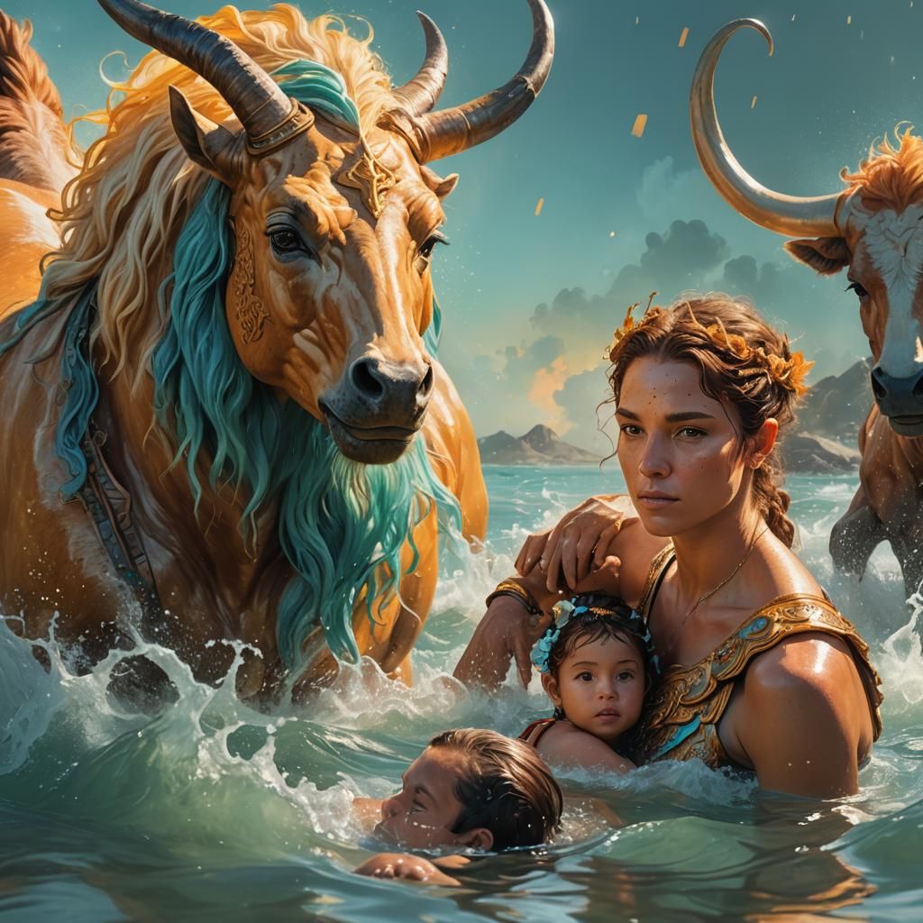 Centaur Family Portrait in Hyperrealistic Digital Art