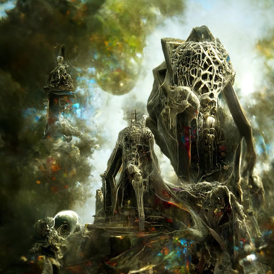 Demonic Skeletal Mind Armor Obelisk in Digital Matte Paintin...