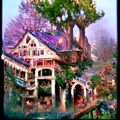 Ethereal Treehouse Village in Fantasy Style