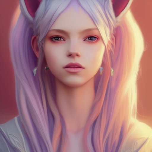 One-Winged Lavender Angel Portrait in Hyperdetailed Style