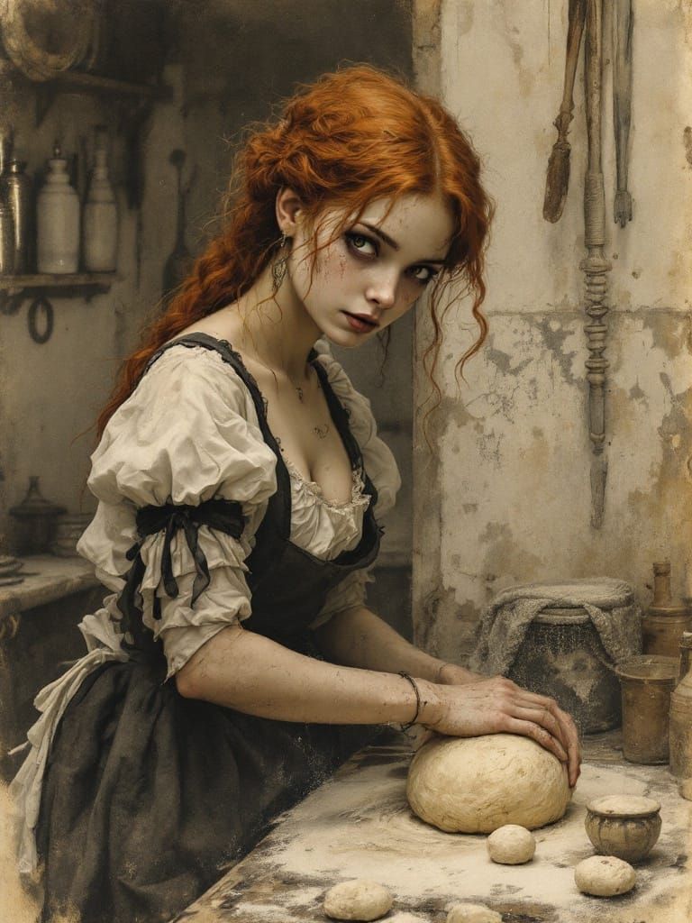 Redhead Baker in Victorian Gothic Style