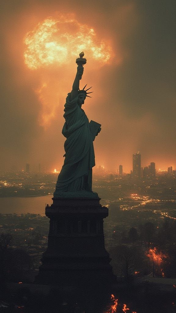 Liberty's Nuclear Apocalypse: AI Generated Image