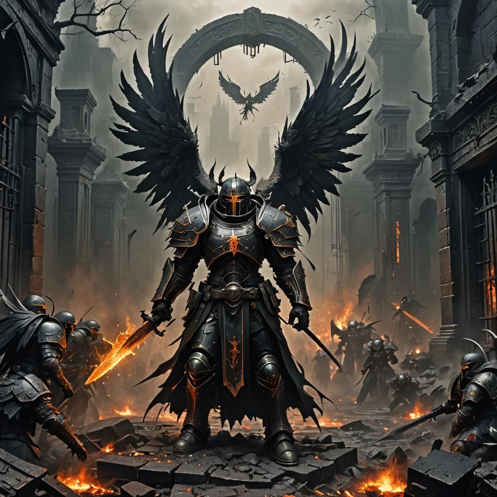 Dark Angels Guarding Underworld Gate, Apocalyptic Concept Ar...