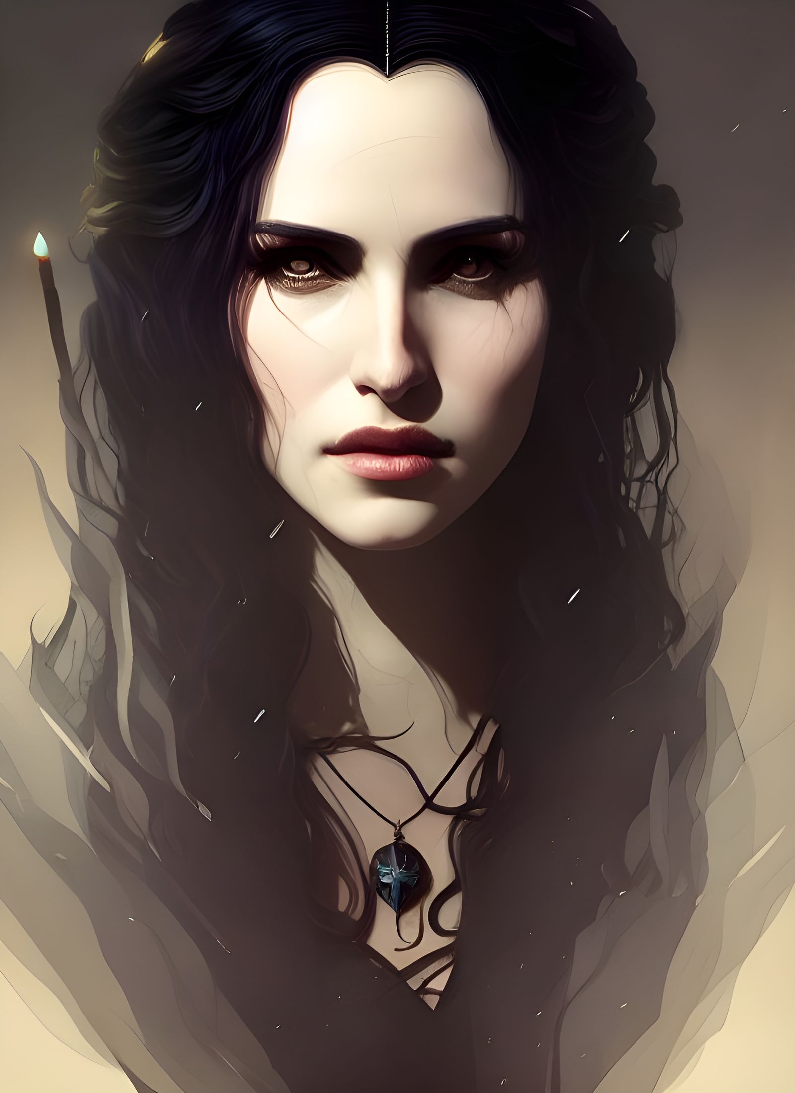 Sinister Portrait of Tragic Woman in Fantasy Style