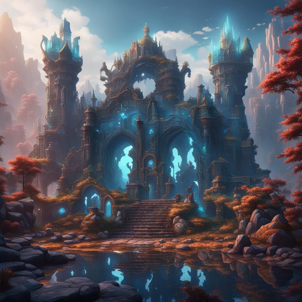Fantastical Crystal Menagerie in Detailed Matte Painting
