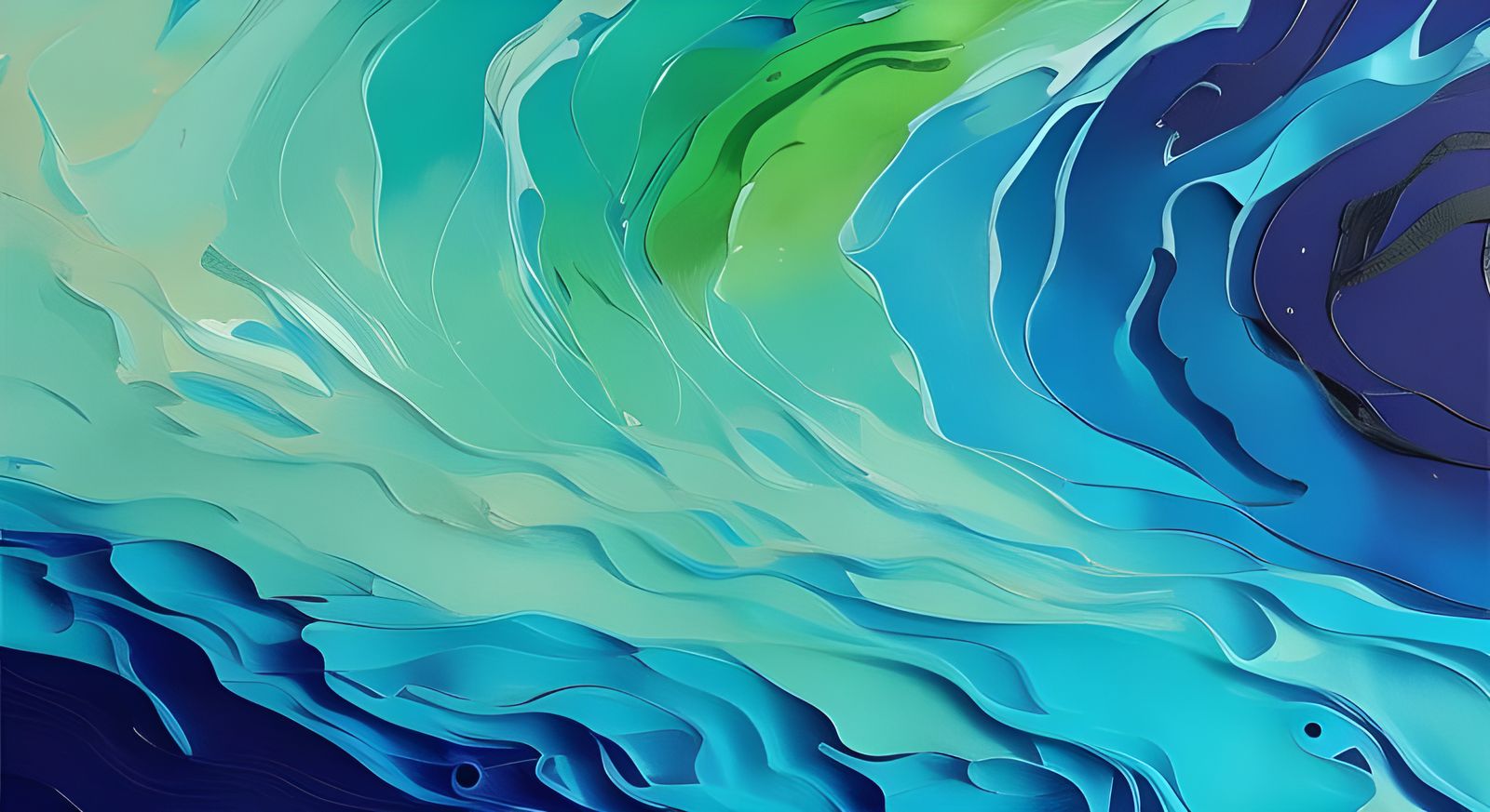 Abstract AI Sea in Art Deco Impasto Style