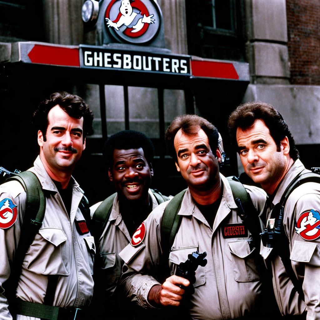 Ghostbusters Team Portrait in Comedy Movie Style