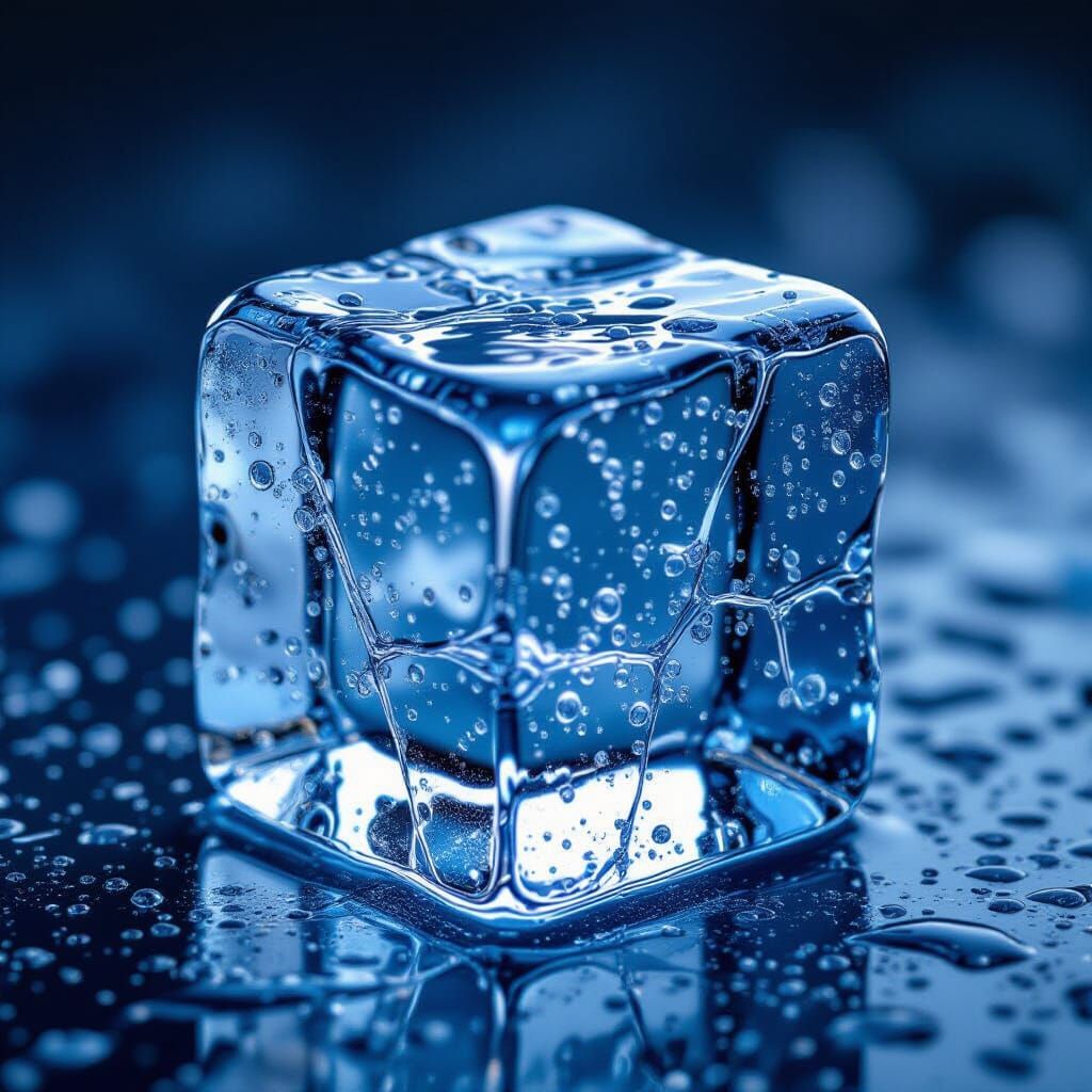 Macro Photograph of a Melting Ice Cube