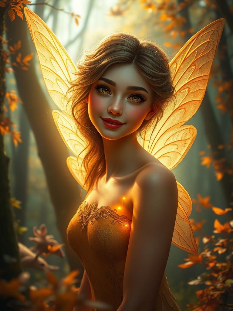 Enchanting Autumn Fairy Portrait in Concept Art Style