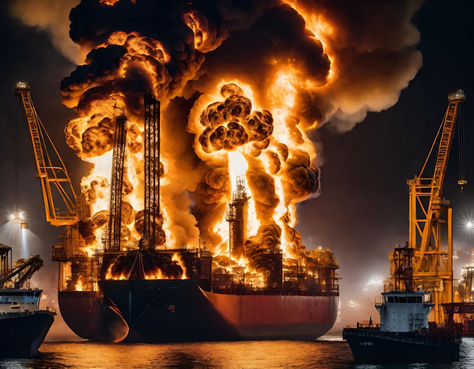 Epic Fire Inferno in Industrial Harbor