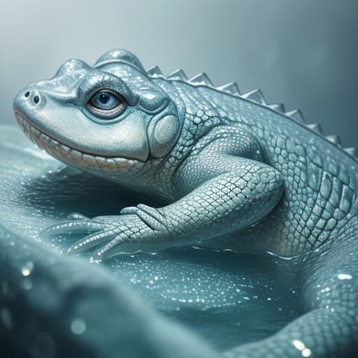 Hyperrealistic Baby Crocodile in Ethereal Light