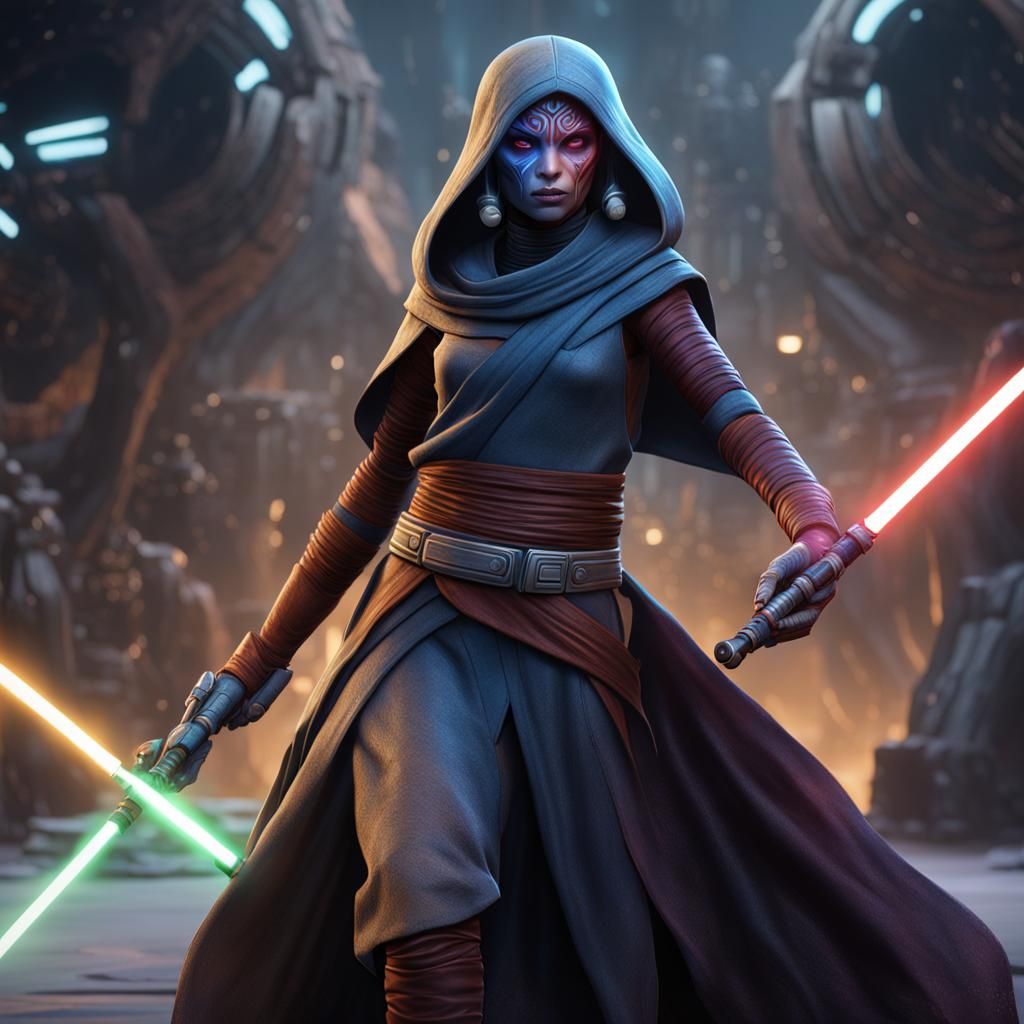 Twi'lek Female Jedi Knight in Detailed Digital Painting