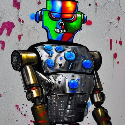 Medieval Terminator Robot: Graffiti Style