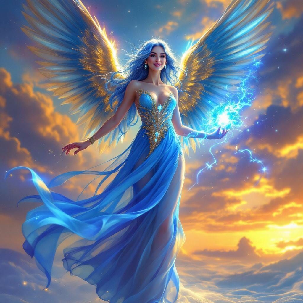 Radiant Angel Woman with Magic Stick in Digital Art