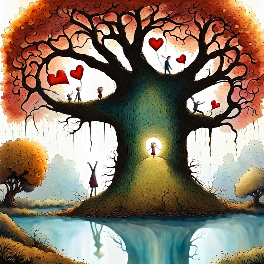 Gothic Boy Suffers in Despair, Surrounded by Shades of Yello...