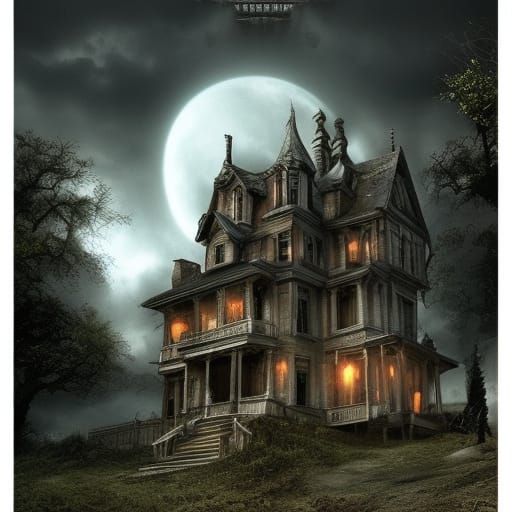 Dramatic Haunted House Digital Matte Painting