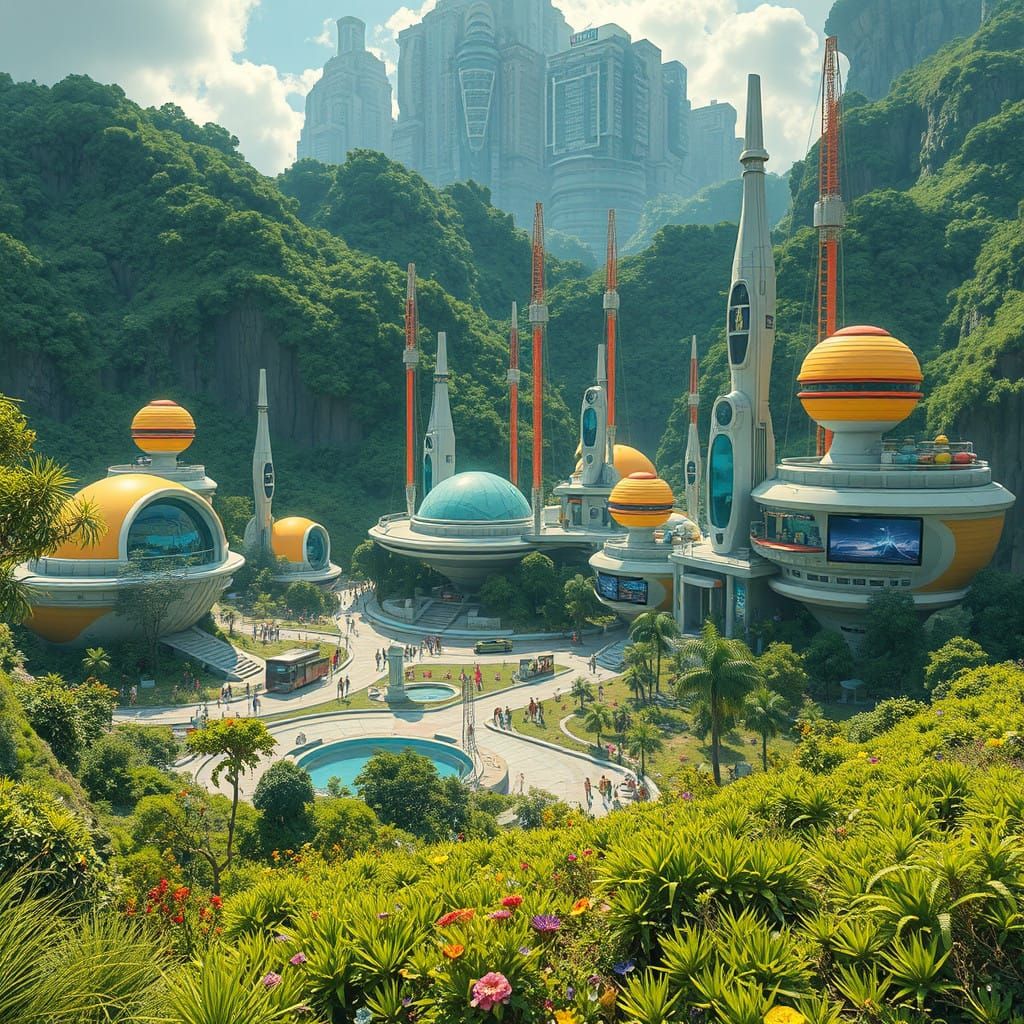 Solar Punk Utopia in Lush, Green Futurity