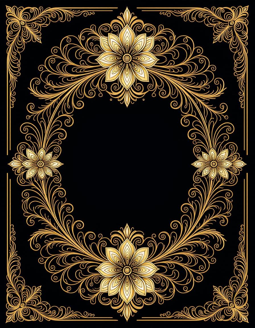 Luxurious Book Cover Design with Golden Decorations