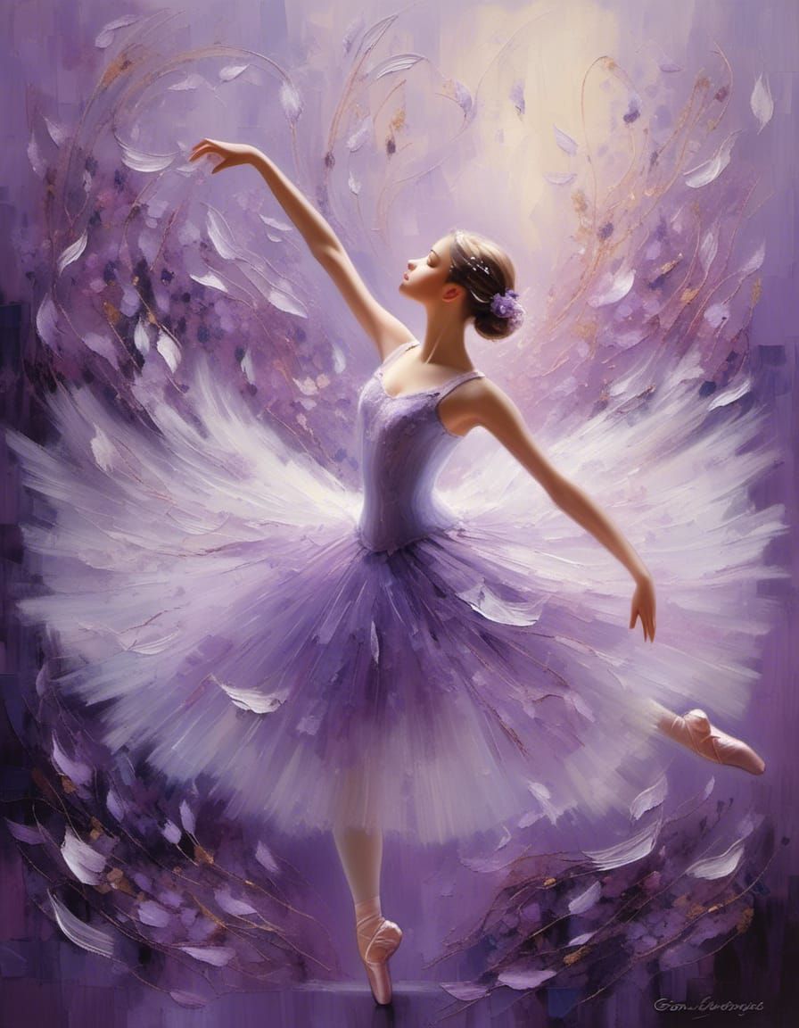 "Lilac Elegance: A Captivating Ballerina's Performance of Swan Lake"