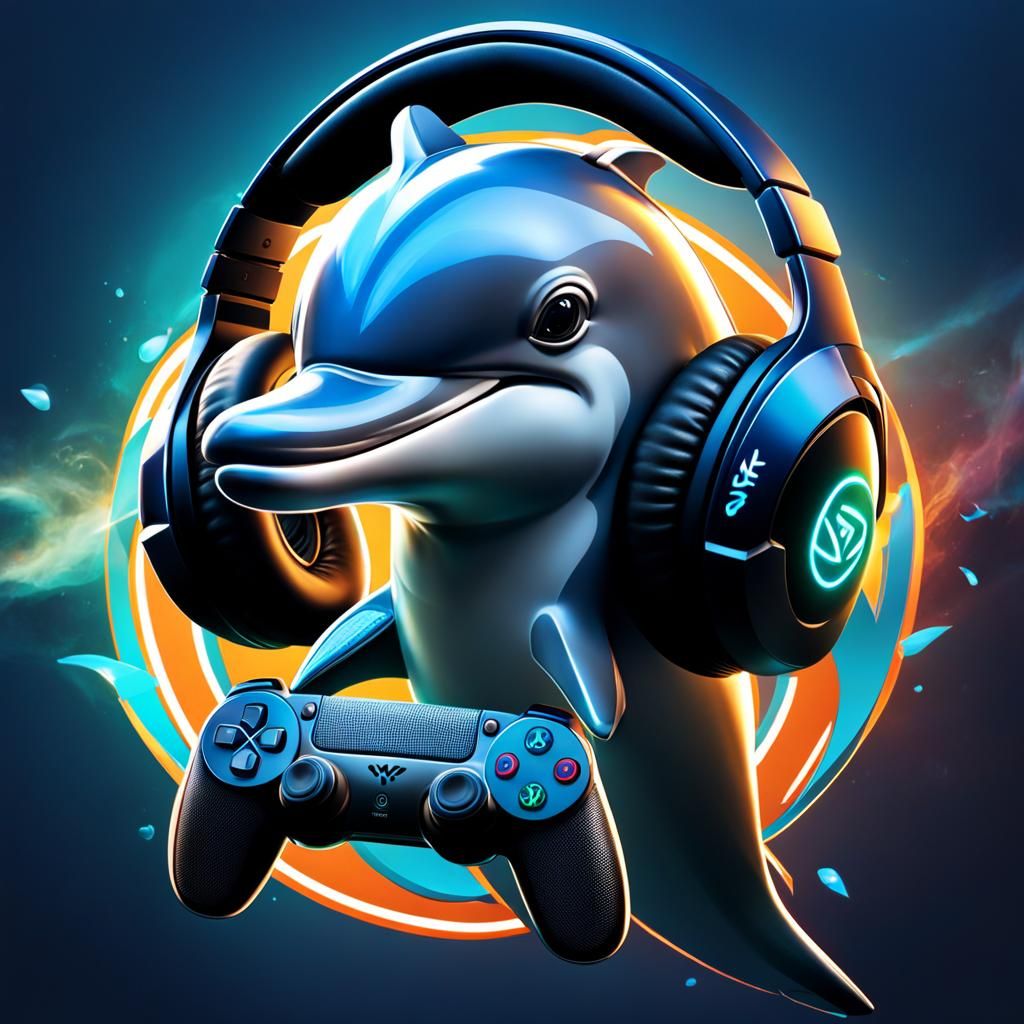 Dolphin Gamer Esports Logo in Hyperrealistic Style