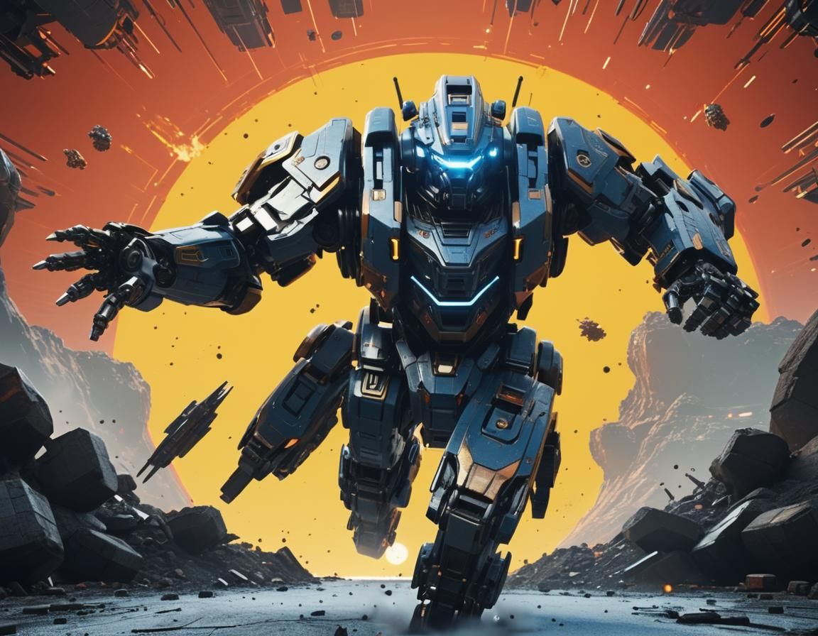 Epic Sci-Fi Mech Battle in Cinematic Style