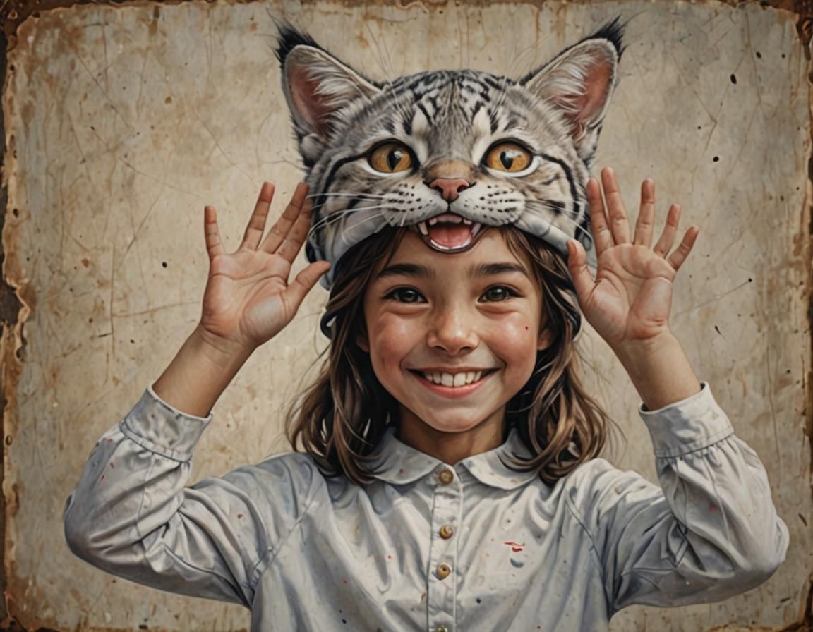Girl with Cat Headdress Appealing