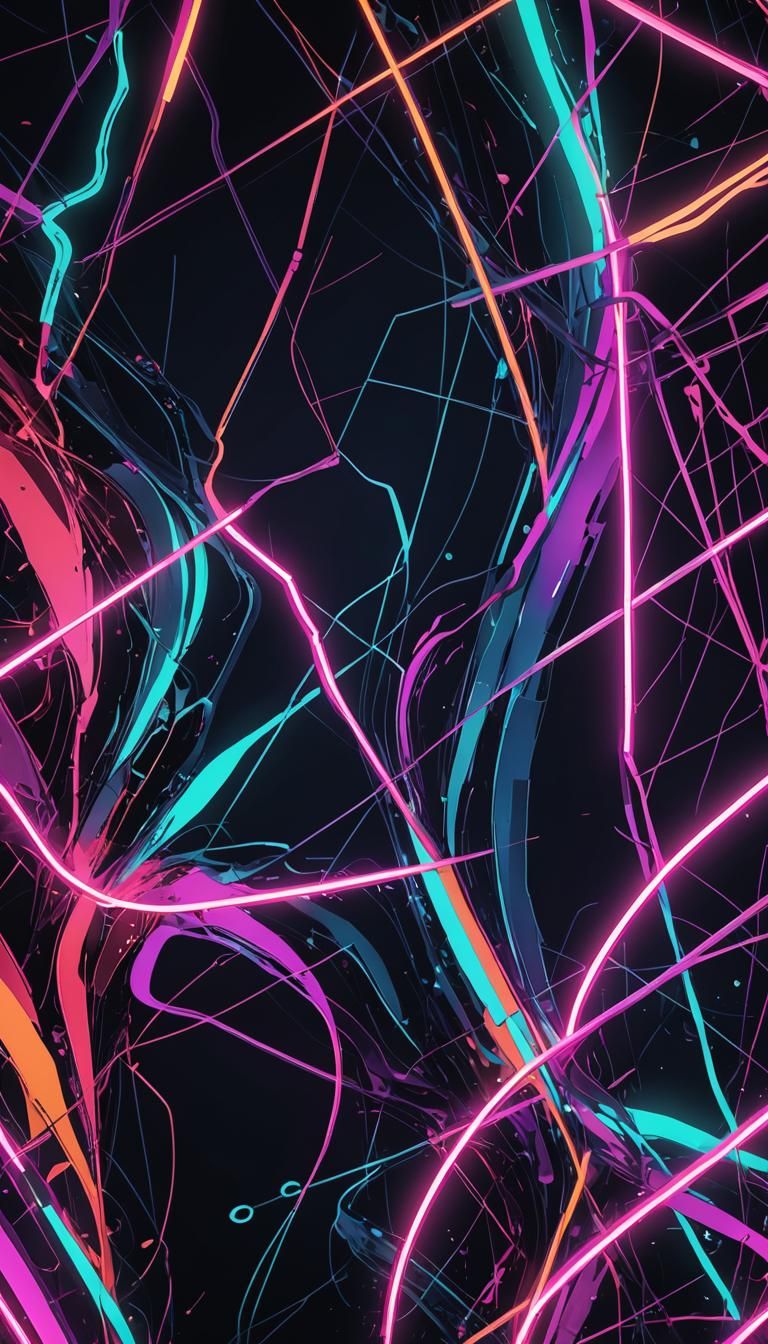 neon minimalist abstract art wallpaper for iPhone