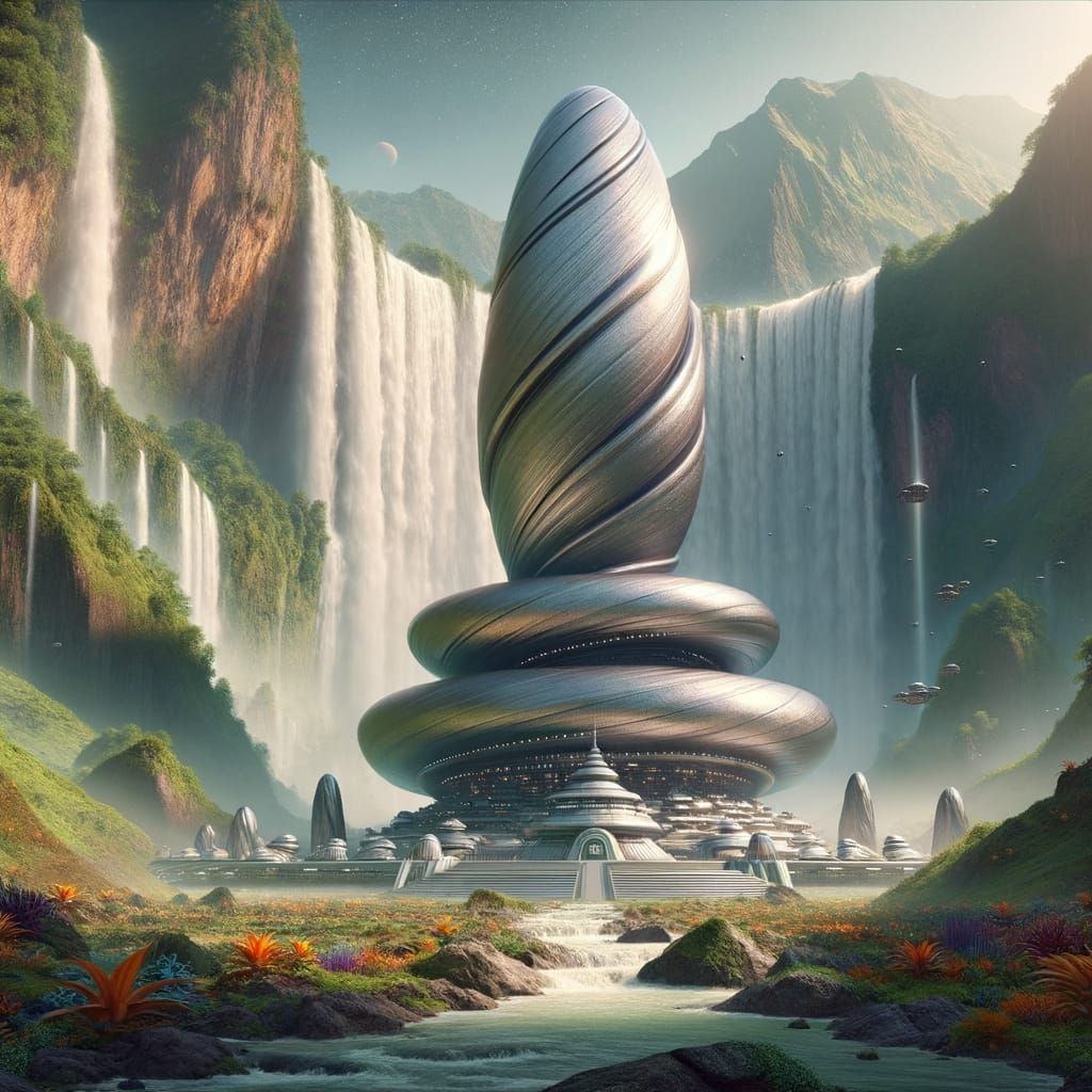 Cosmic Shiva Lingam Underwater on Exotic Alien Planet
