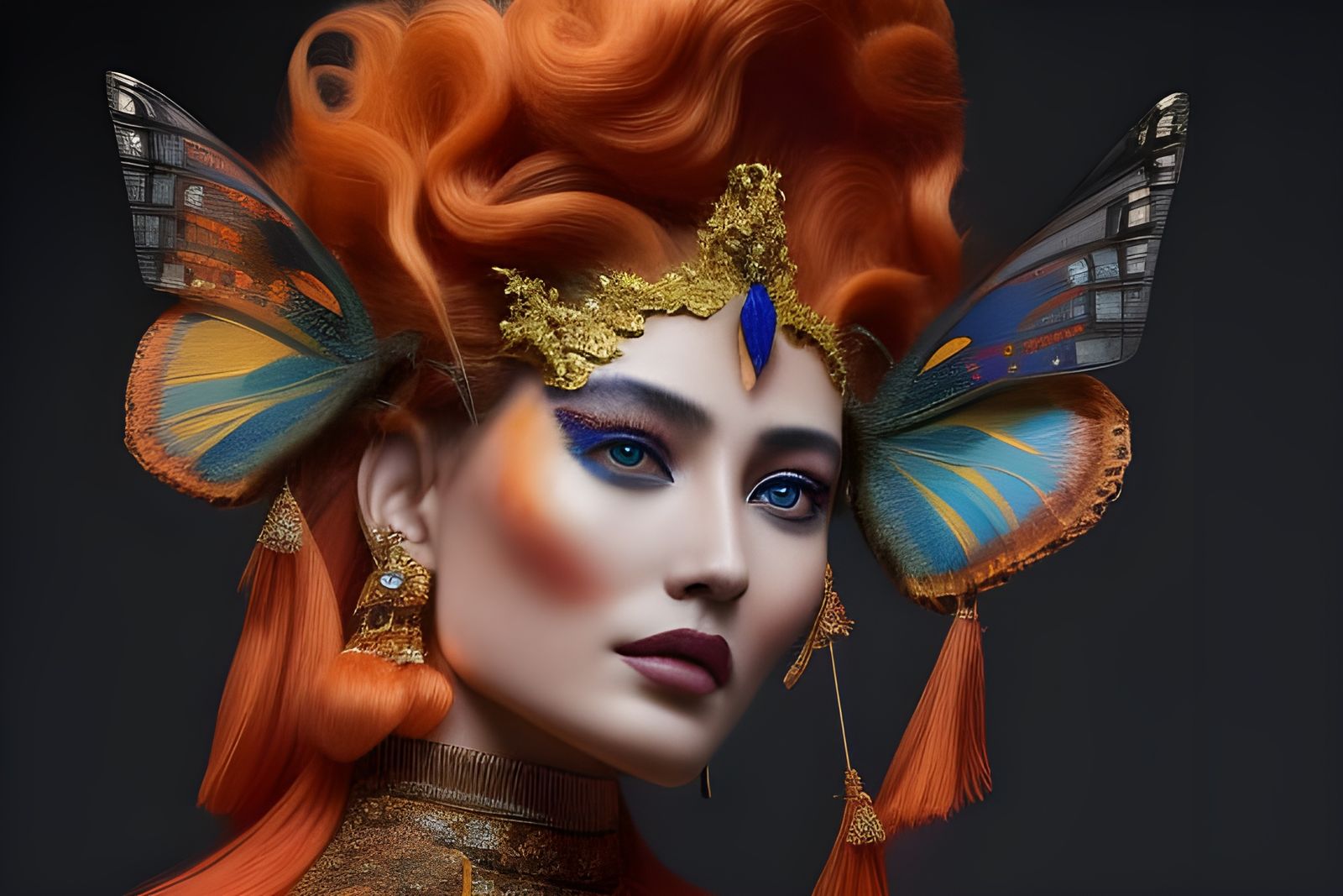 Elaborate Flame Goddess Portrait in Digital Art Style